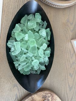 Brown Metal Dish And Sea Glass