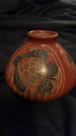 South American Franklin Coleridge  Coleridge  Pottery Vase  Turtle Hummingbird 35.00