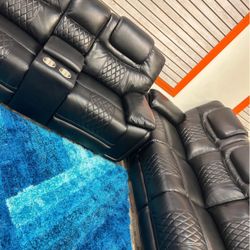 Fourth of July sale. Santiago black leather reclining sofa and loveseat set now $1199. Easy finance option. Same day delivery.