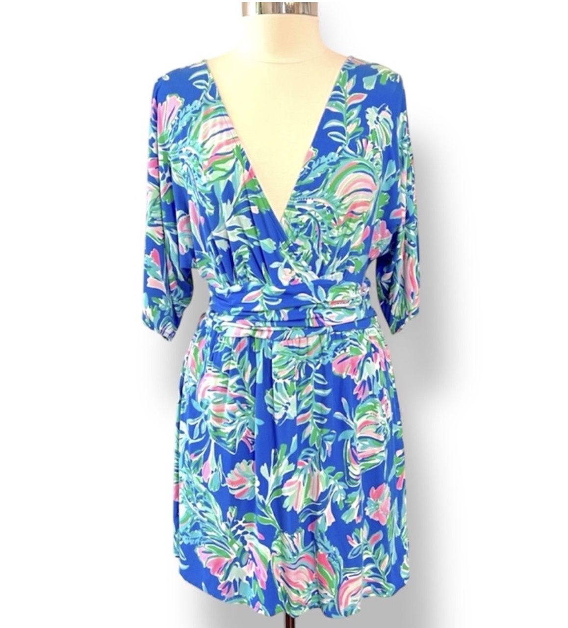 Lilly Pulitzer Parigi Romper Blue Flare Fancy Fins Size L