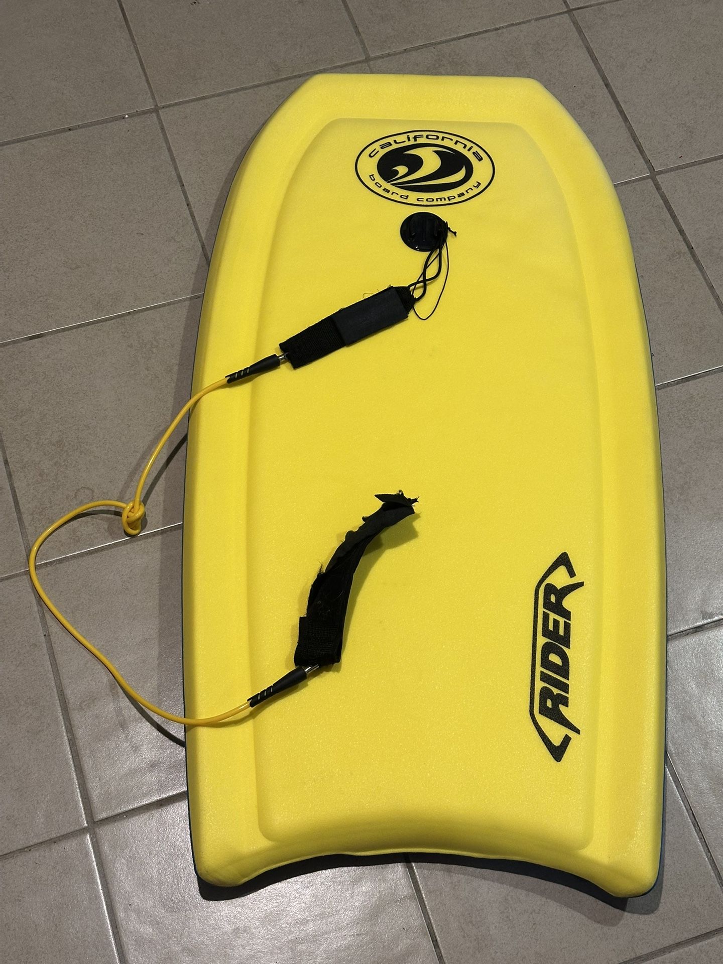 California Board Company Rider 42” Yellow Pro Boogie Board with GoPro leash plug