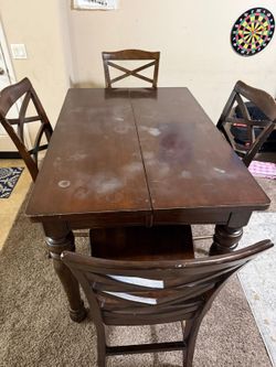 Dining Table with 4 Chairs – Solid Wood