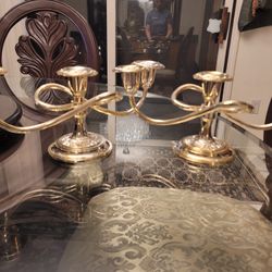 2 Piece Silver Candelabra 