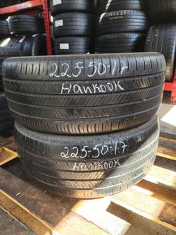 225 50R 17 HANKOOK KINERGY GT TIRES 2255017 USED TIRES (PAIR) MOUNT BALANCE INCLUDED