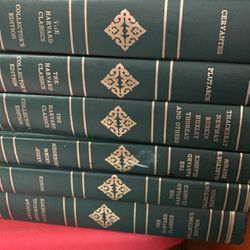 The Harvard Collection Leather Bound Books 6 Total Cervantes Thoreau Homer American Historical Documents Etc. Mint Condition 