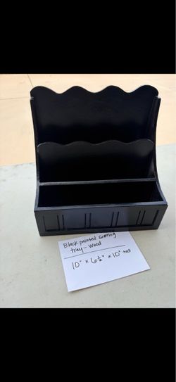 Black Painted Wood Desk Sorting Tray