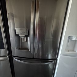 LG 3 Door Black Stainless Steel Refrigerator 36 Inch Wide 