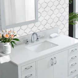 New allen + roth Meridian 49-in x 22-in White Engineered Marble Undermount Single Sink Widespread Faucet Mount Bathroom Vanity Top