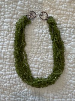 Chico's Multi-Strand Peridot Green Gemstone Chip Statement Necklace