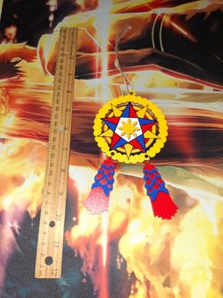 PHILIPPINE FLAG MINI 6"  WOODEN CHRISTMAS ORNAMENT / CAR DECOR PAROL...NEW...ADULT OWNED AND KEPT IN A SMOKE FREE HOME...$10 EACH