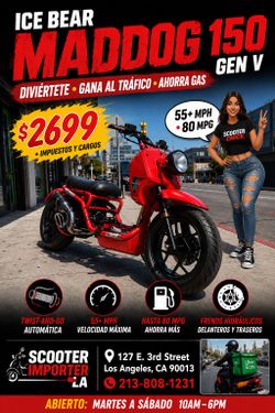 🛵🔥ICE BEAR MADDOG 150 GEN V   🚦 ¡Diviértete Más y Gánale al Tráfico de Los Ángeles!