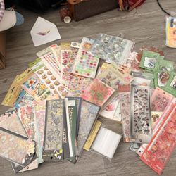 Large Kawaii/Craft Sticker Bundle + Keychains, Washi, Scrapbooking Supplies