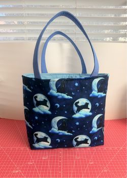 Handmade Black Cat Moon Tote Bag (XL)