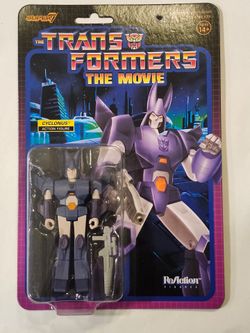 SUPER 7 REACTION FIGURES. THE TRANSFORMERS THE MOVIE. CYCLONUS 3.75 " ACTION FIGURE.