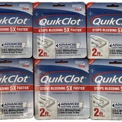 QuikClot 5020-0025 Advanced Clotting - Gauze 3" x 2' ( LOT OF 6 ) Stop The Bleed