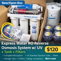 Express Water RO Reverse Osmosis System w/ UV + Tank + Filters – New/Open Box