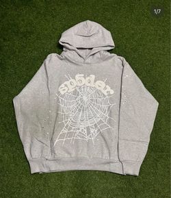 Sp5der Web Graphic Hoodie Gray