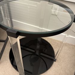 Acrylic Side Table With Tempered Glass 