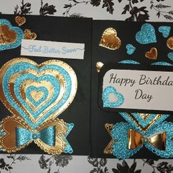 Handmade Beautiful Multi-heart And Bowl A2 Size Card