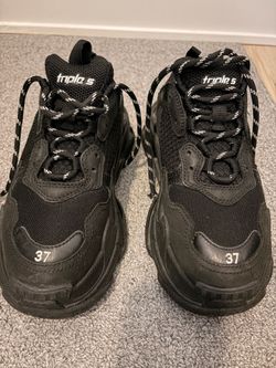 Balenciaga Triple S Sneakers – All Black – Size EU 37 (US Women’s 7) – Pre-Owned