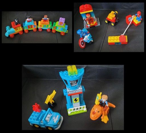 3 Sets Of Lego Duplos (Train, Jurassic Park, Marvel Avengers)