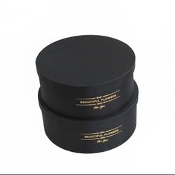 Xl Black Round Boxes For Flower Arrangements 