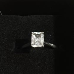 square engagement ring sterling silver