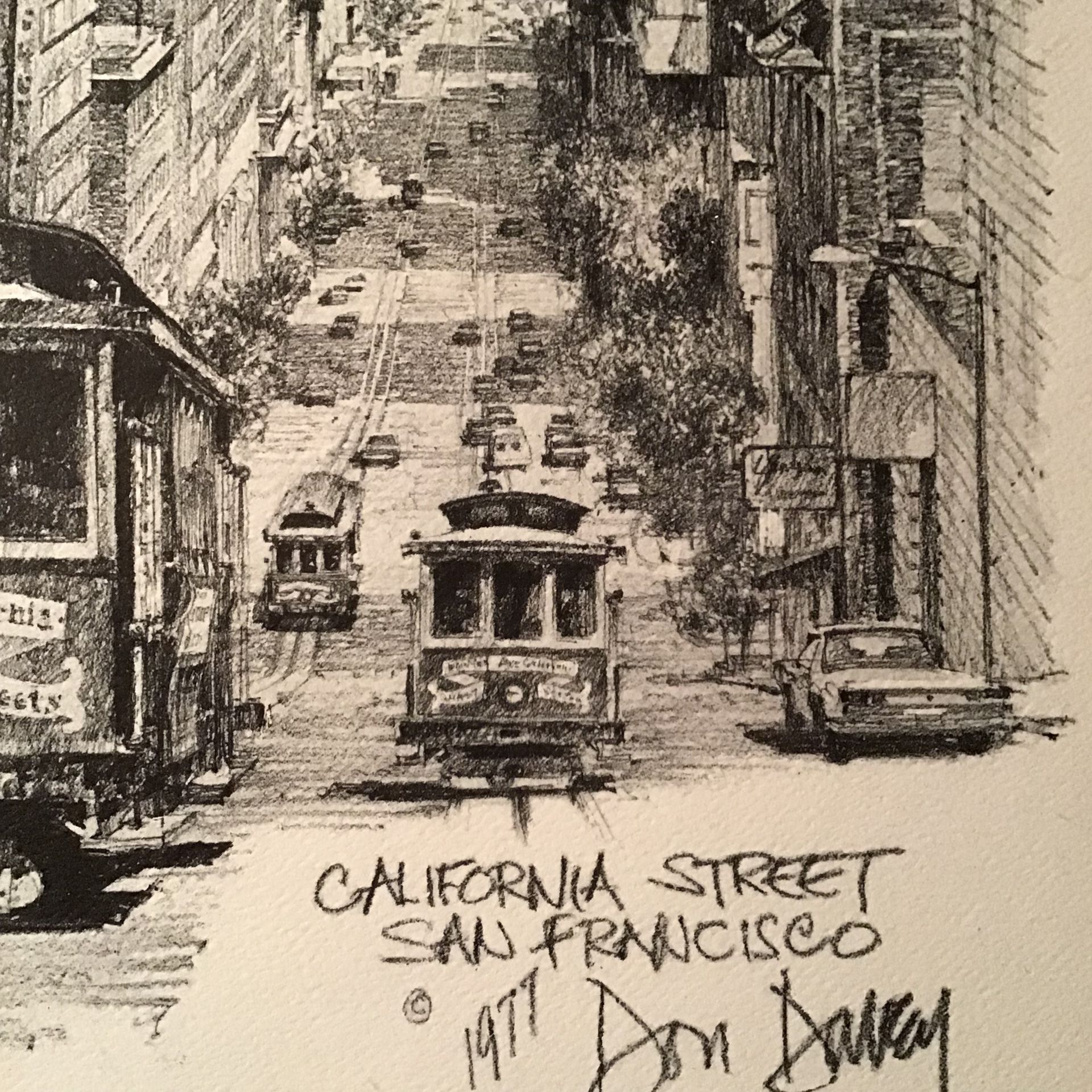 Vintage 1977 Original Artwork: California Street San