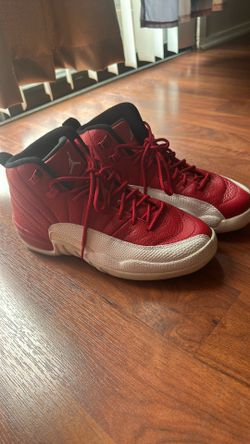 Red and white Jordans
