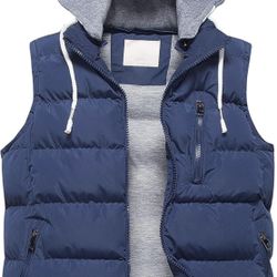 CREATMO US Women's Warm Vest Outerwear Thick Padded Puffer Sleeveless Vest With Detachable Hood