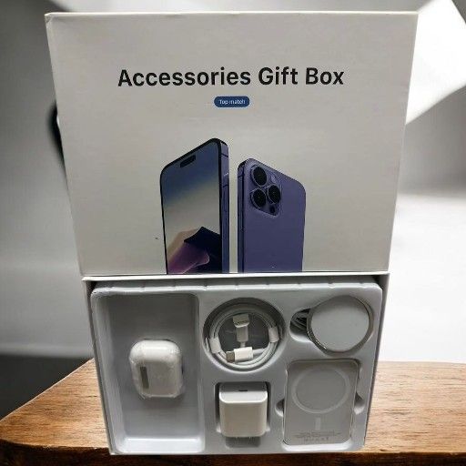 The Accessories Gift Box Set 5 In 1 Iphone Charger Airbuds Adapter Cable Magsafe