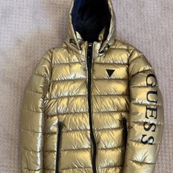 Gold Metallic Guess Puffer Jacket-medium