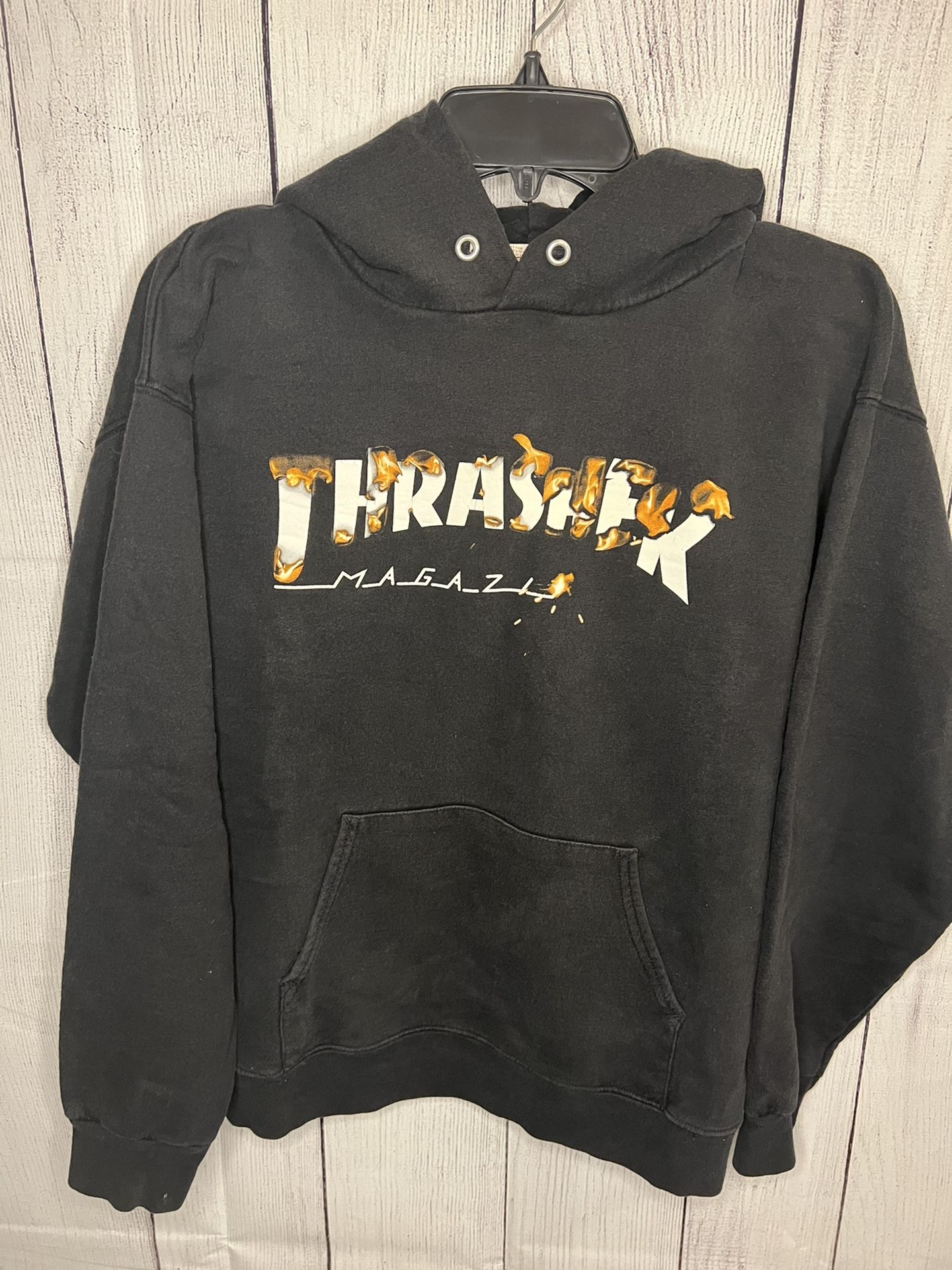 Thrasher Intro Burner Black Hoodie Sz Sm