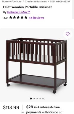 Isabelle & Max Feldt Wooden Portable Bassinet NEW (built but unused)