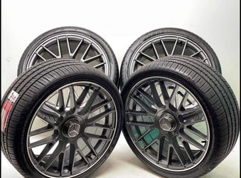 19x8.5 19x9.5 OEM fit Mercedes Benz C E S Class Black Machined Wheels