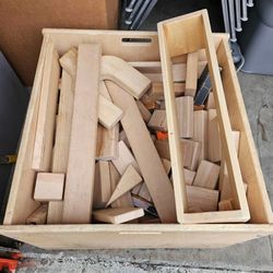 Wooden Building Blocks with Storage Crate