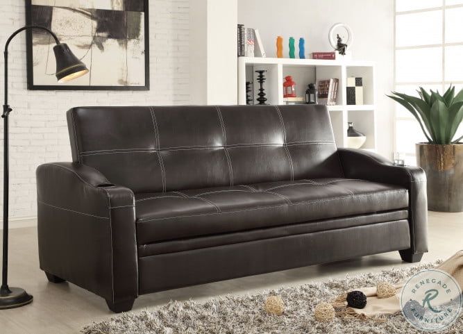 Brown Leather Lounger Futon