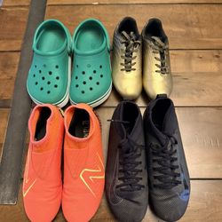 4 Pairs! Youth Cleats And Crocs