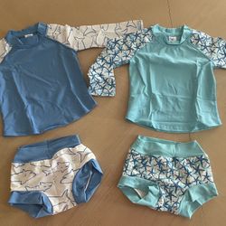 2 Pcs Rash Guard Swim Diapers Sets