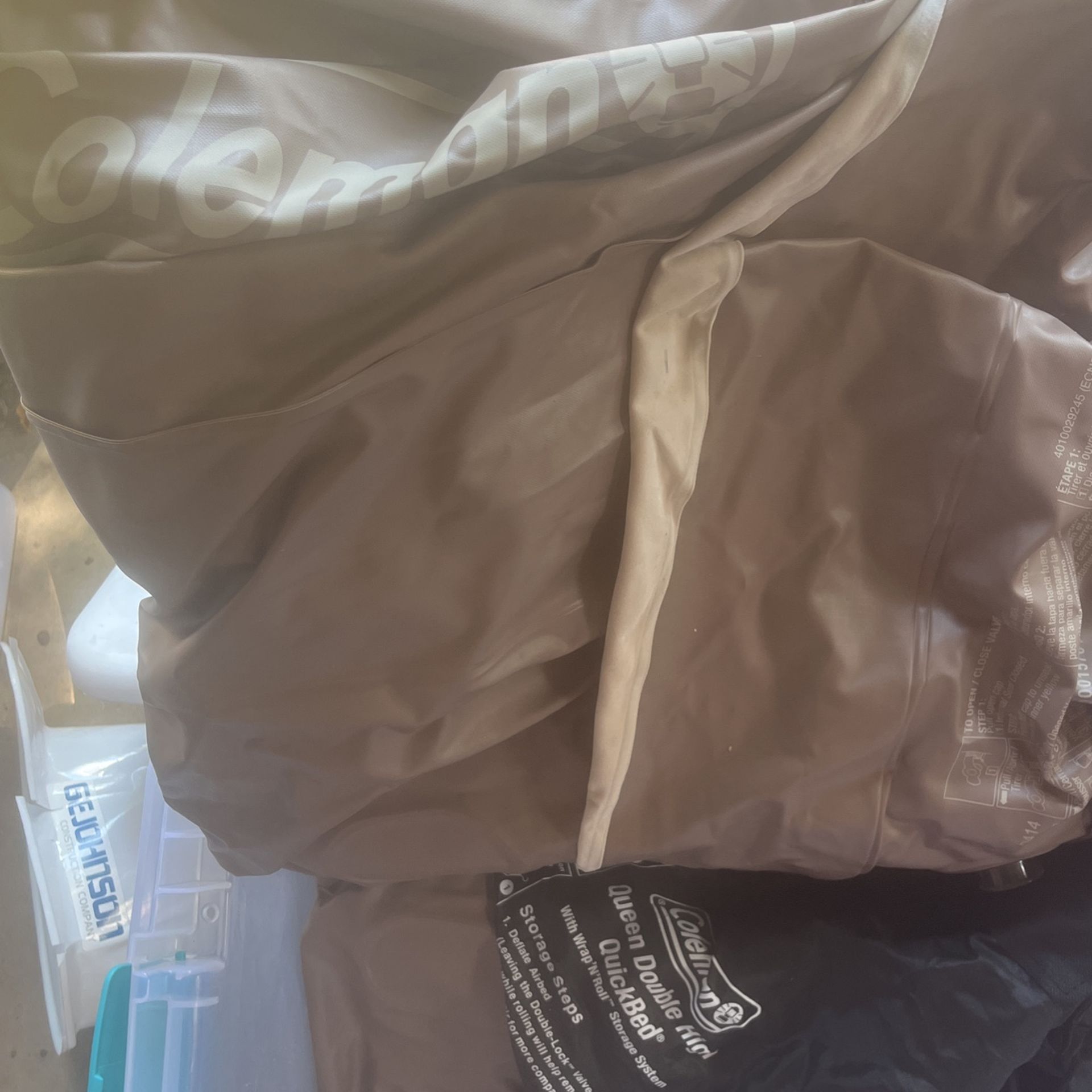 Coleman queen and king size air mattress very tall and high. Has storage bag used once when parents visited no holes perfect brand new storedstored in