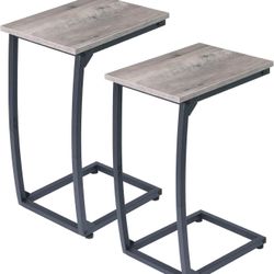 C-Shaped End-Table Set of 2 - Side Table for Couch,Curved Support Legs