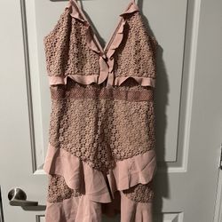 Mini Lace Dress In Dusty Rose 