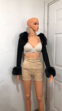 New Black Cropped Jacket with Faux Fur Trim Sz. S