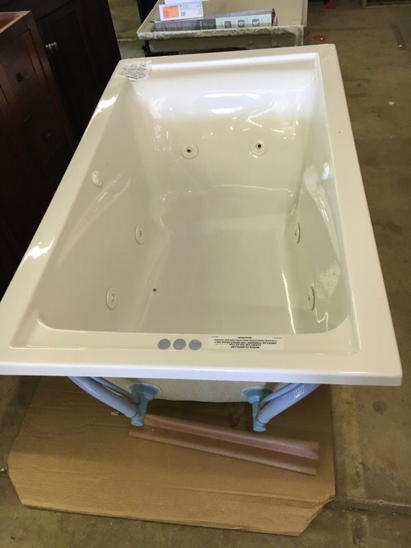 New American Standard EverClean 5 ft. x 36 in. Reversible Drain Whirlpool Tub in White