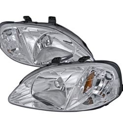 1(contact info removed) Honda Civic Crystal Headlights w/ Amber Reflector (Chrome Housing/Clear Lens)