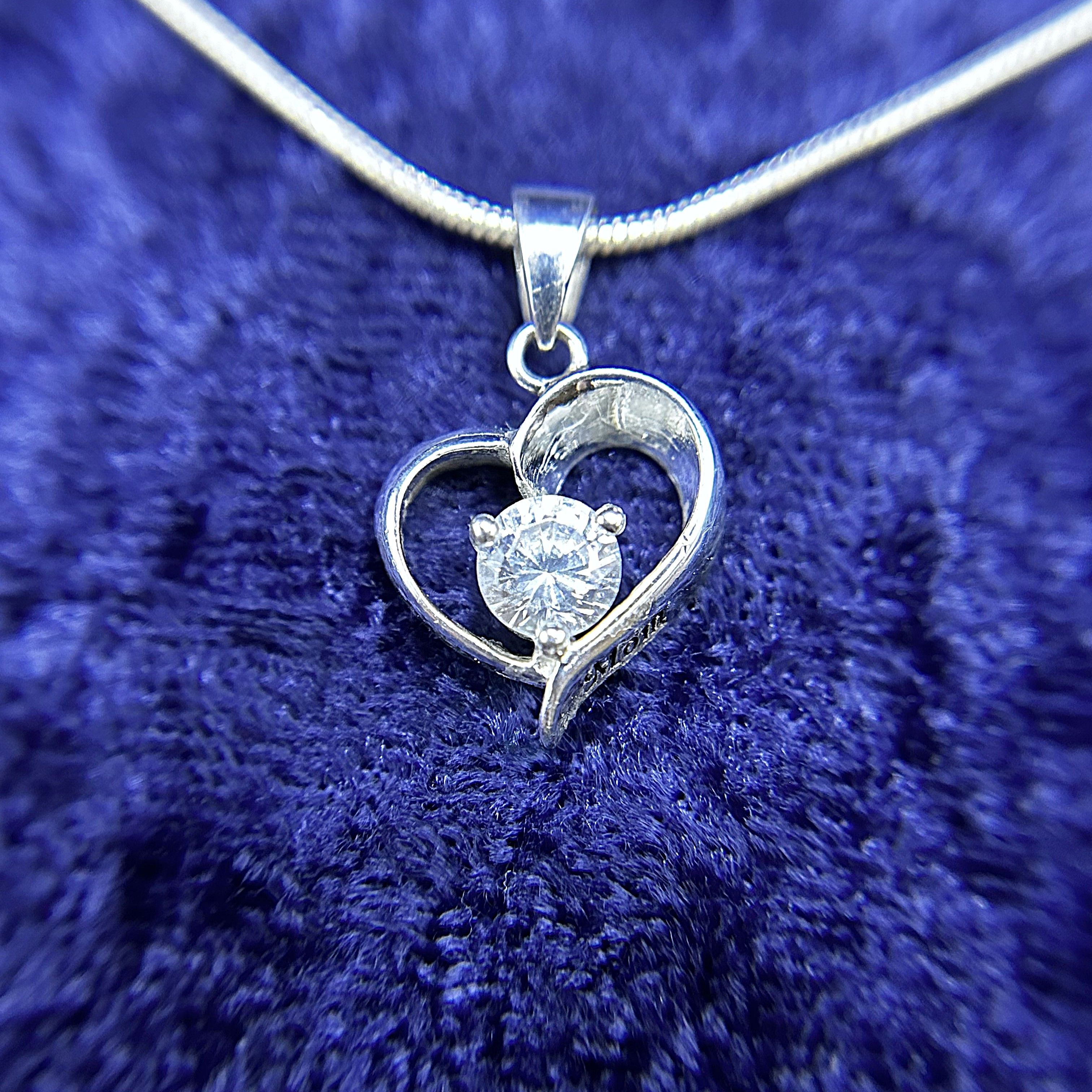 Sterling Silver & Cubic Zirconia “Mom” Heart Necklace