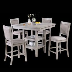 5-pc Dining Set Light Grey 