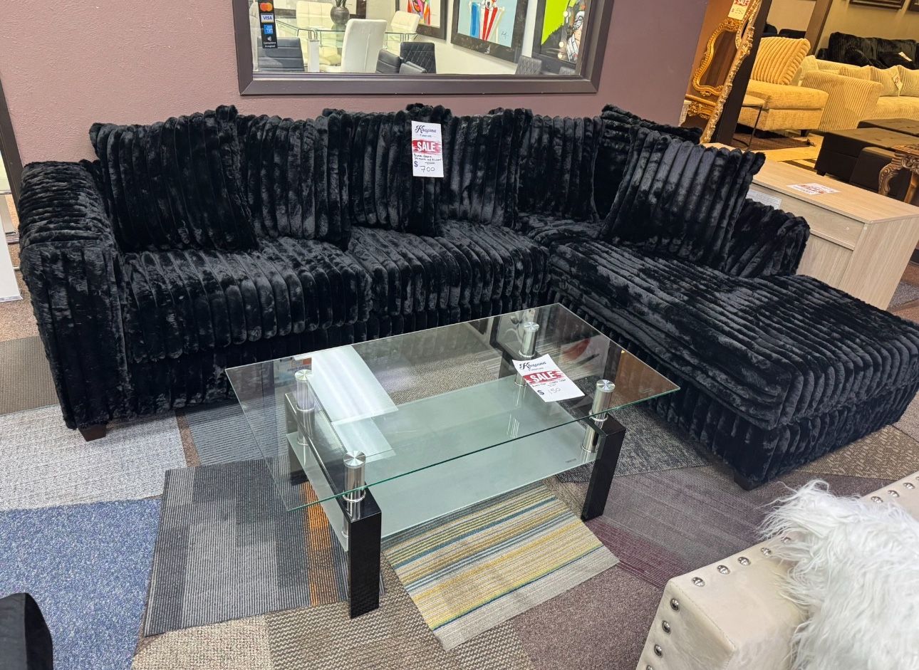 NEW NASHVILLE BLACK SECTIONAL SOFA AND FREE DELIVERY