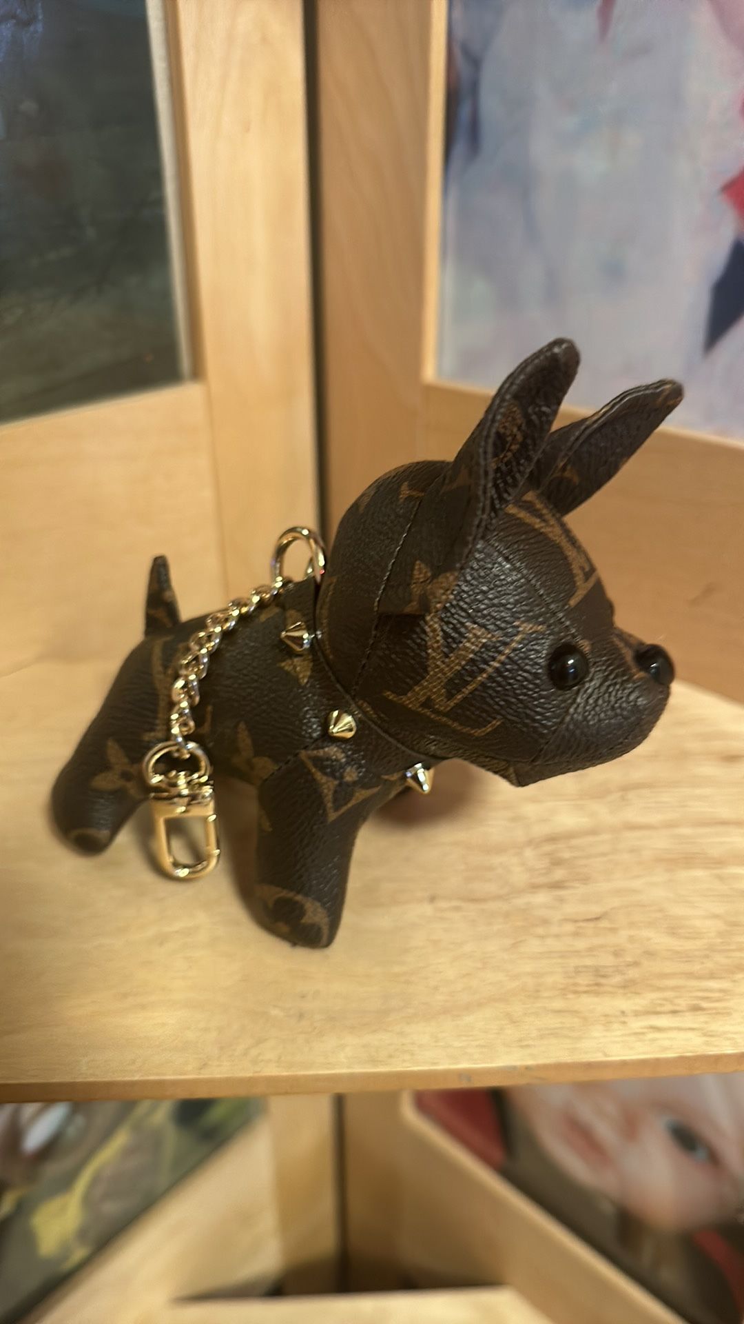 Louis Vuitton Upcycled Hand Made Classic LV Monogram x French Bulldog Keychain Bag Charm