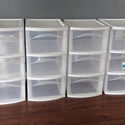 (2) 3-Drawer Storage Containers